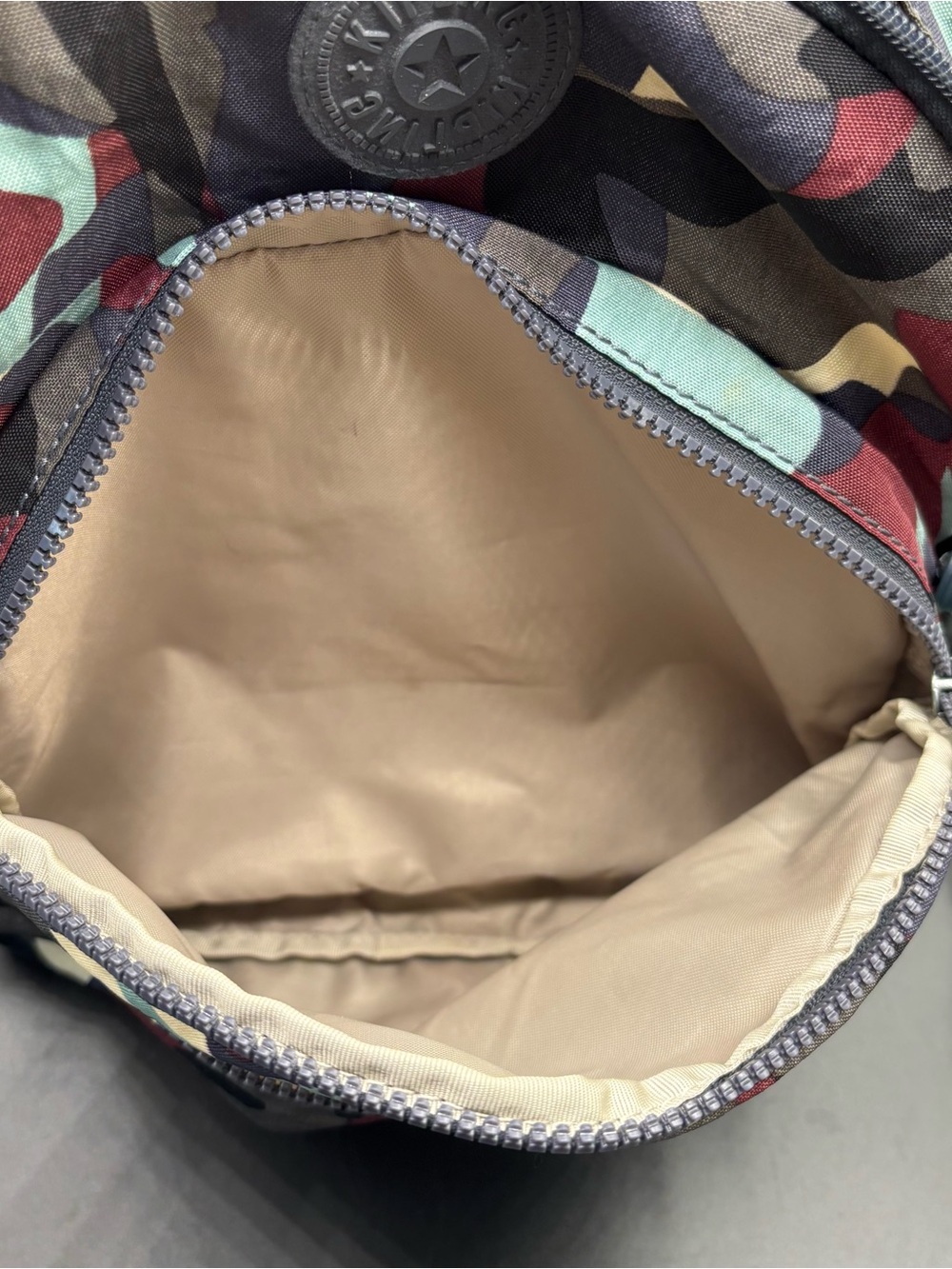 Kipling Paola Mini Backpack Camo Tonal Design Compact Lightweight Blue Gray - Picture 8 of 10
